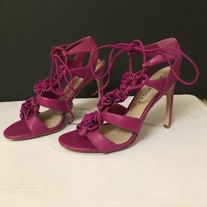 Via Spiga Deedee Flower Lace Up High Heel Sandals